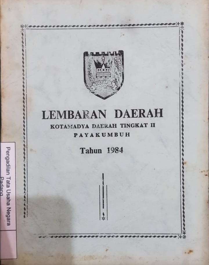 Lembaran daerah kotamadya daerah tingkat II Payakumbuh 1984